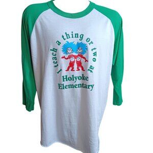 XL Vintage T-shirt Dr. Seuss Thing 1 & 2 Holyoke Colorado Elementary Raglan